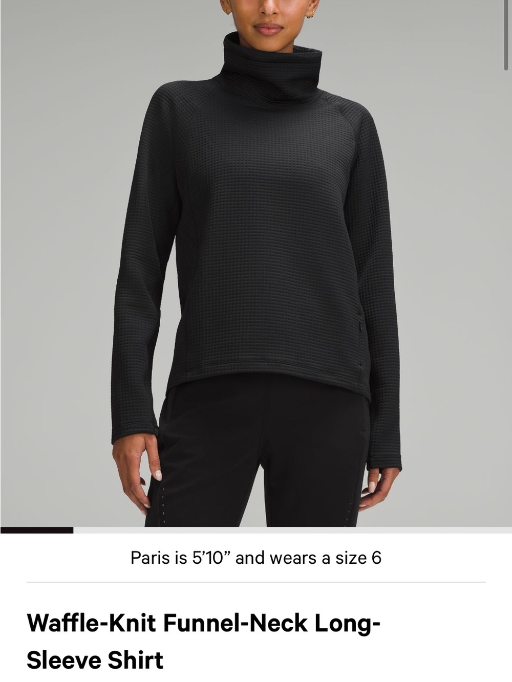 lululemon athletica Black Waffle-Knit Funnel-Neck Pullover